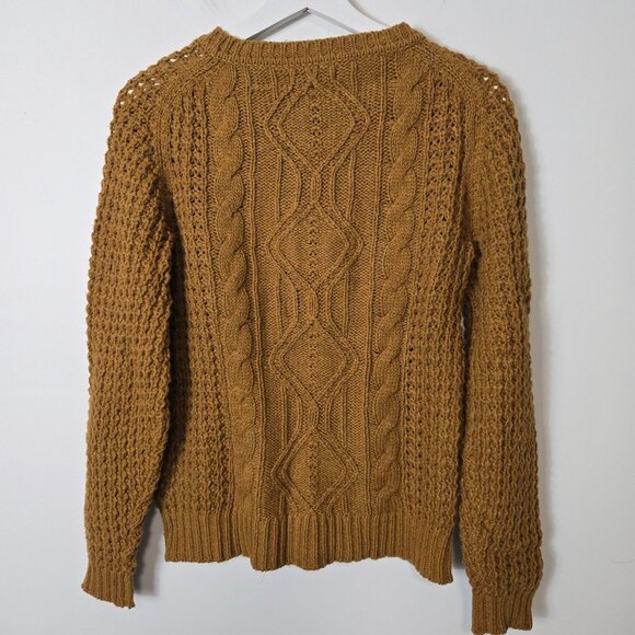 Carbon2Cobalt Women's Size XS Spiced Cable Knit Henley Sweater Dijon Brown - Picture 4 of 10